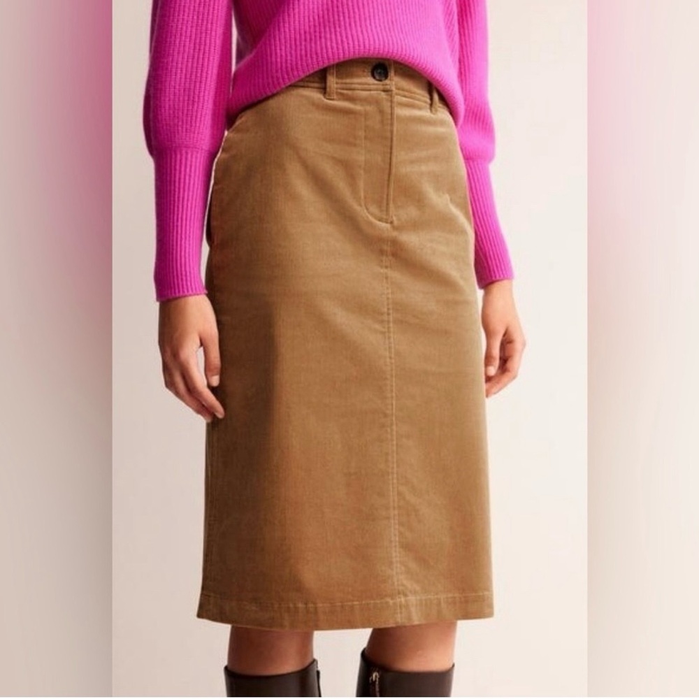 Boden Tan Corduroy Midi Skirt